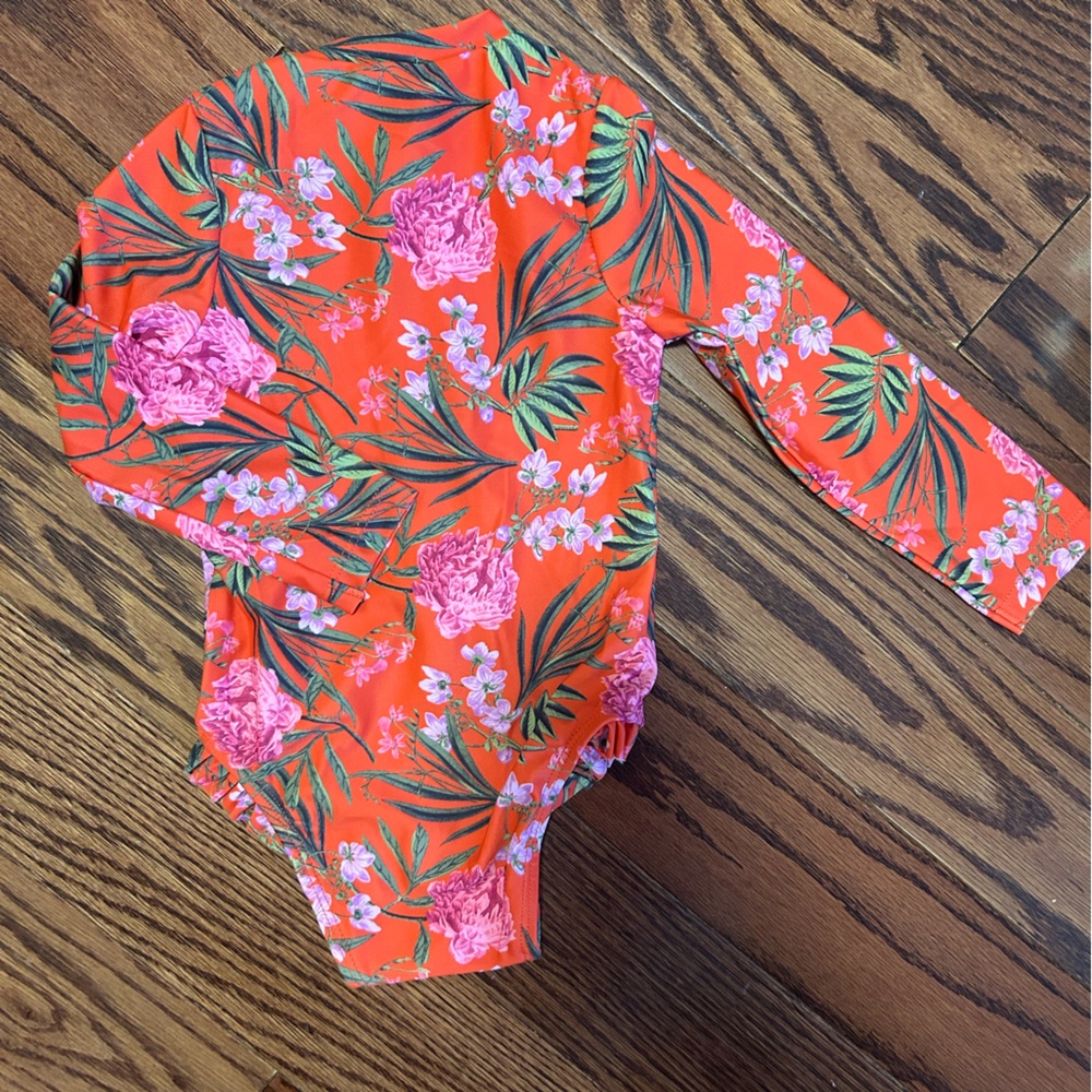 18-24m Old Navy Orange and Pink Floral Bodysuit